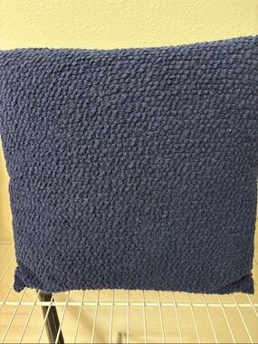 Textured Navy Blue Throw Pillow